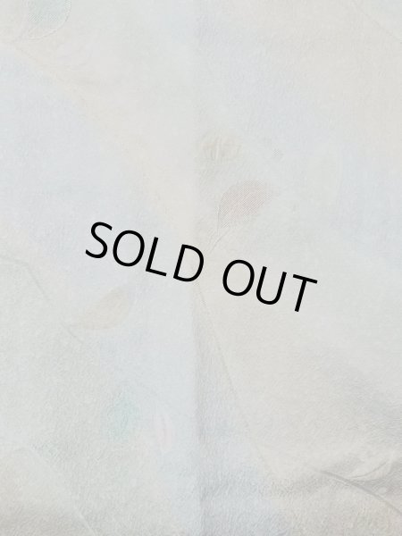 画像4: O0131W 女性用道行  シルク（正絹） 淡い灰色がかった青緑色, 葉 【中古】【USED】【リサイクル】 ★★★☆☆【O0131W】 (4)