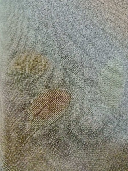 画像7: O0131W 女性用道行  シルク（正絹） 淡い灰色がかった青緑色, 葉 【中古】【USED】【リサイクル】 ★★★☆☆【O0131W】 (7)