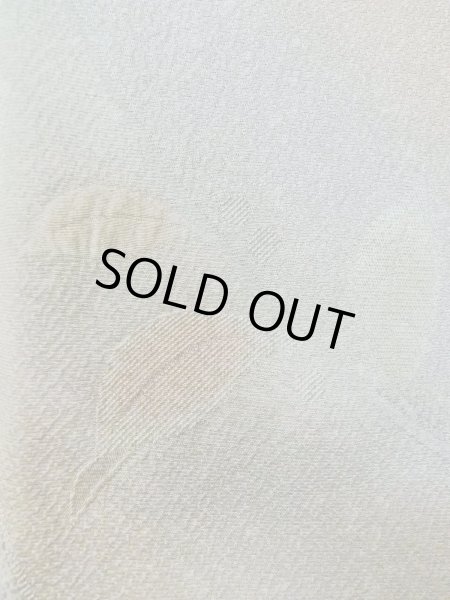 画像7: O0131W 女性用道行  シルク（正絹） 淡い灰色がかった青緑色, 葉 【中古】【USED】【リサイクル】 ★★★☆☆【O0131W】 (7)