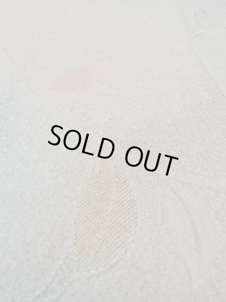 画像9: O0131W 女性用道行  シルク（正絹） 淡い灰色がかった青緑色, 葉 【中古】【USED】【リサイクル】 ★★★☆☆【O0131W】 (9)