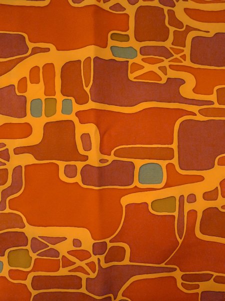 画像3: O0131Y 女性用道行  シルク（正絹） 薄い橙色, 抽象的模様 【中古】【USED】【リサイクル】 ★★★☆☆【O0131Y】 (3)