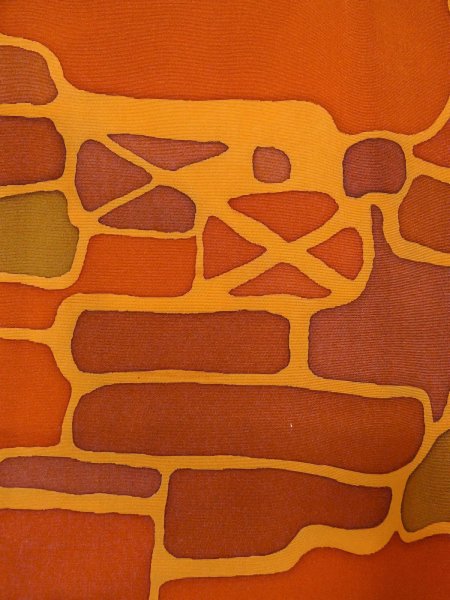 画像5: O0131Y 女性用道行  シルク（正絹） 薄い橙色, 抽象的模様 【中古】【USED】【リサイクル】 ★★★☆☆【O0131Y】 (5)