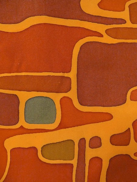 画像6: O0131Y 女性用道行  シルク（正絹） 薄い橙色, 抽象的模様 【中古】【USED】【リサイクル】 ★★★☆☆【O0131Y】 (6)