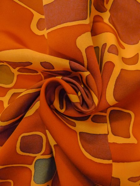 画像11: O0131Y 女性用道行  シルク（正絹） 薄い橙色, 抽象的模様 【中古】【USED】【リサイクル】 ★★★☆☆【O0131Y】 (11)