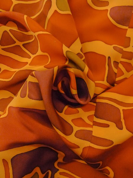 画像12: O0131Y 女性用道行  シルク（正絹） 薄い橙色, 抽象的模様 【中古】【USED】【リサイクル】 ★★★☆☆【O0131Y】 (12)