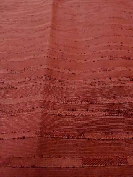 画像9: O0131Z 女性用道行  シルク（正絹） 深い赤色, 縞 【中古】【USED】【リサイクル】 ★★★☆☆【O0131Z】 (9)