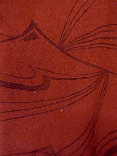 画像5: O0201A 女性用道行  シルク（正絹） 深い赤色, 抽象的模様 【中古】【USED】【リサイクル】 ★★★★☆【O0201A】 (5)