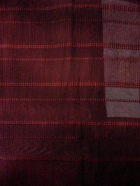 画像3: O0201D 女性用道行  シルク（正絹） 深いえんじ, 縞 【中古】【USED】【リサイクル】 ★★★☆☆【O0201D】 (3)