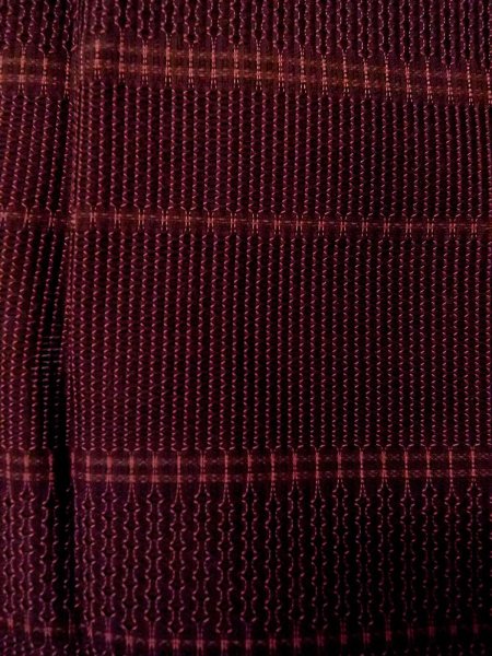 画像7: O0201D 女性用道行  シルク（正絹） 深いえんじ, 縞 【中古】【USED】【リサイクル】 ★★★☆☆【O0201D】 (7)