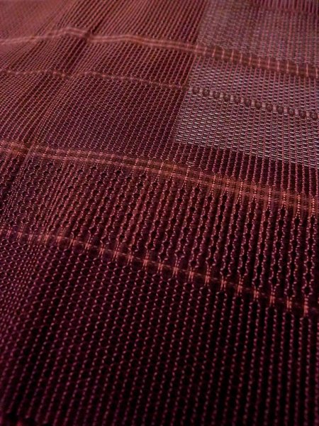 画像8: O0201D 女性用道行  シルク（正絹） 深いえんじ, 縞 【中古】【USED】【リサイクル】 ★★★☆☆【O0201D】 (8)