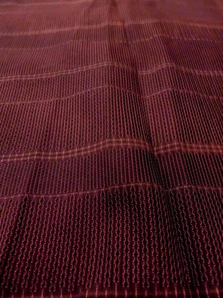 画像9: O0201D 女性用道行  シルク（正絹） 深いえんじ, 縞 【中古】【USED】【リサイクル】 ★★★☆☆【O0201D】 (9)