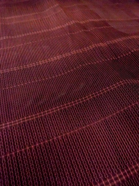 画像10: O0201D 女性用道行  シルク（正絹） 深いえんじ, 縞 【中古】【USED】【リサイクル】 ★★★☆☆【O0201D】 (10)