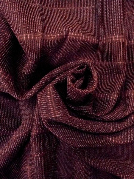 画像11: O0201D 女性用道行  シルク（正絹） 深いえんじ, 縞 【中古】【USED】【リサイクル】 ★★★☆☆【O0201D】 (11)