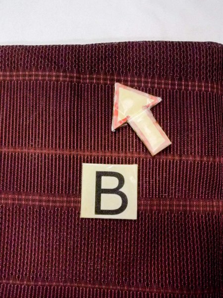 画像14: O0201D 女性用道行  シルク（正絹） 深いえんじ, 縞 【中古】【USED】【リサイクル】 ★★★☆☆【O0201D】 (14)
