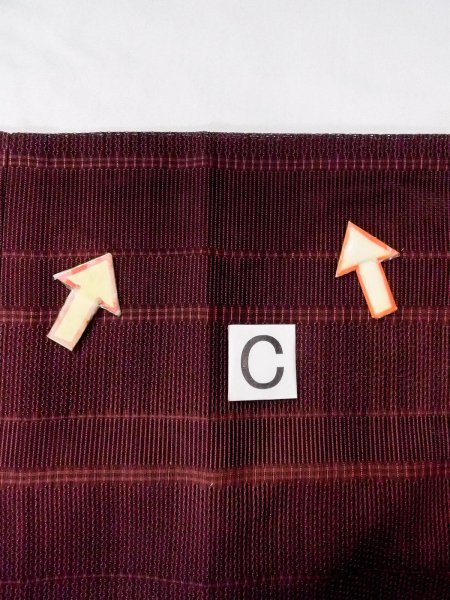 画像15: O0201D 女性用道行  シルク（正絹） 深いえんじ, 縞 【中古】【USED】【リサイクル】 ★★★☆☆【O0201D】 (15)