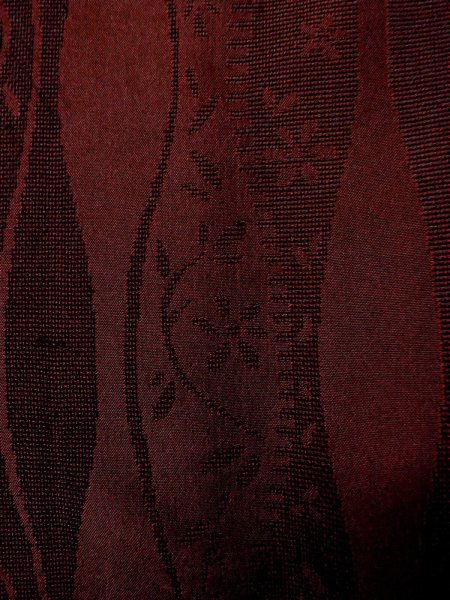 画像7: O0201E 女性用道行  シルク（正絹） 深いえんじ, 花 【中古】【USED】【リサイクル】 ★★★☆☆【O0201E】 (7)