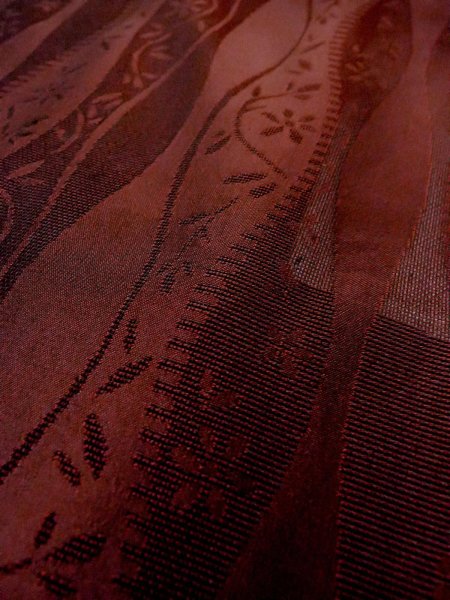 画像8: O0201E 女性用道行  シルク（正絹） 深いえんじ, 花 【中古】【USED】【リサイクル】 ★★★☆☆【O0201E】 (8)