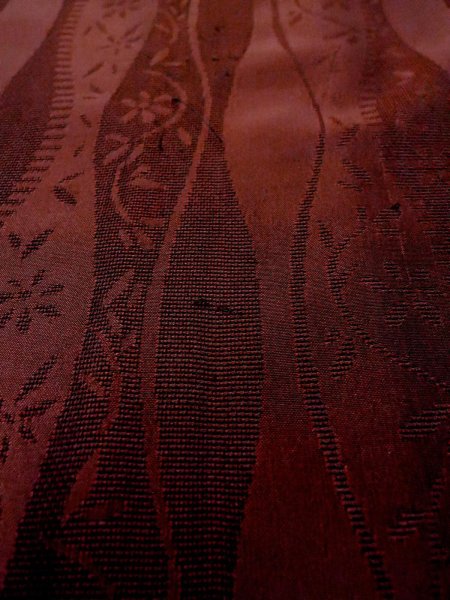 画像9: O0201E 女性用道行  シルク（正絹） 深いえんじ, 花 【中古】【USED】【リサイクル】 ★★★☆☆【O0201E】 (9)