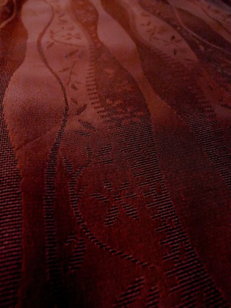 画像10: O0201E 女性用道行  シルク（正絹） 深いえんじ, 花 【中古】【USED】【リサイクル】 ★★★☆☆【O0201E】 (10)