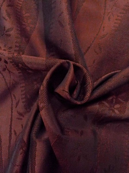 画像11: O0201E 女性用道行  シルク（正絹） 深いえんじ, 花 【中古】【USED】【リサイクル】 ★★★☆☆【O0201E】 (11)