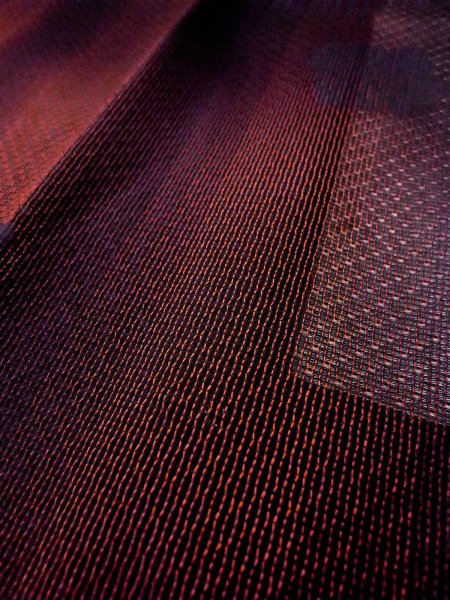 画像8: O0201F 女性用道行  シルク（正絹） 深いえんじ, 縞 【中古】【USED】【リサイクル】 ★★★★☆【O0201F】 (8)