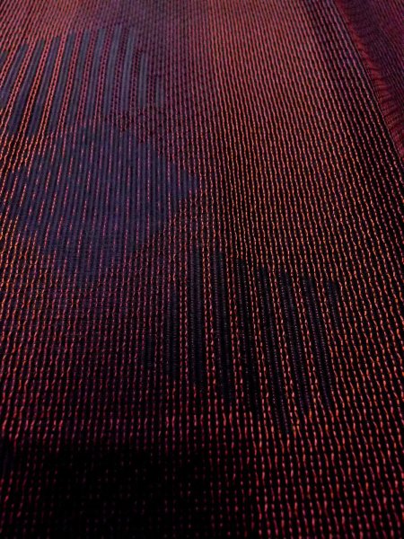 画像9: O0201F 女性用道行  シルク（正絹） 深いえんじ, 縞 【中古】【USED】【リサイクル】 ★★★★☆【O0201F】 (9)