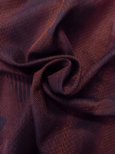 画像11: O0201F 女性用道行  シルク（正絹） 深いえんじ, 縞 【中古】【USED】【リサイクル】 ★★★★☆【O0201F】 (11)