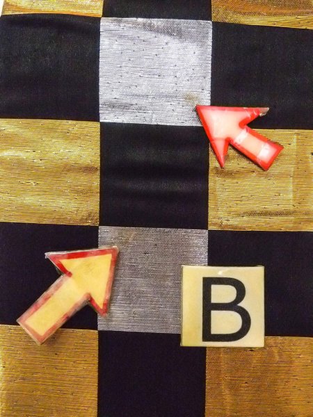 画像11: O0207A 半幅帯 女性用着物 シルク（正絹）   黒 チェック柄 【中古】 【USED】 【リサイクル】 ★★☆☆☆ (11)