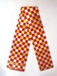 画像1: O0207B 半幅帯 女性用着物 シルク（正絹）  鮮やか 赤色 チェック柄 【中古】 【USED】 【リサイクル】 ★★★☆☆ (1)