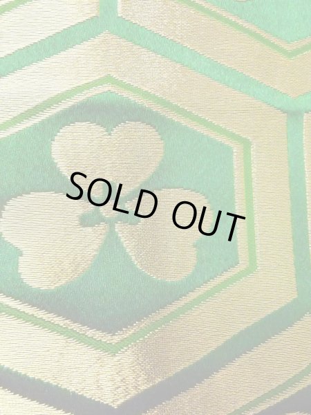 画像4: O0207C 半幅帯 女性用着物 シルク（正絹）   緑色 花 【中古】 【USED】 【リサイクル】 ★★★☆☆ (4)