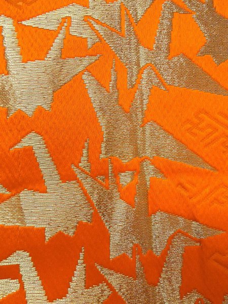 画像5: O0207C 半幅帯 女性用着物 シルク（正絹）   緑色 花 【中古】 【USED】 【リサイクル】 ★★★☆☆ (5)