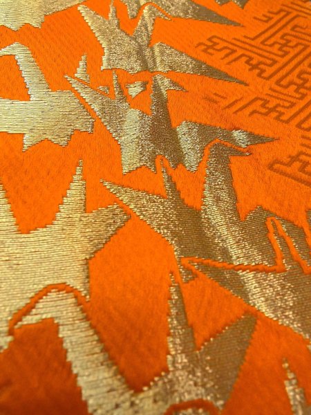 画像8: O0207C 半幅帯 女性用着物 シルク（正絹）   緑色 花 【中古】 【USED】 【リサイクル】 ★★★☆☆ (8)