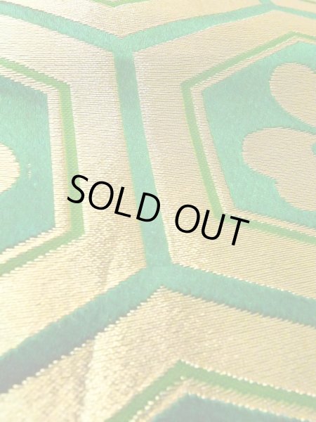 画像9: O0207C 半幅帯 女性用着物 シルク（正絹）   緑色 花 【中古】 【USED】 【リサイクル】 ★★★☆☆ (9)