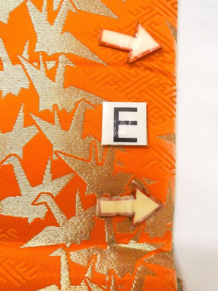 画像15: O0207C 半幅帯 女性用着物 シルク（正絹）   緑色 花 【中古】 【USED】 【リサイクル】 ★★★☆☆ (15)