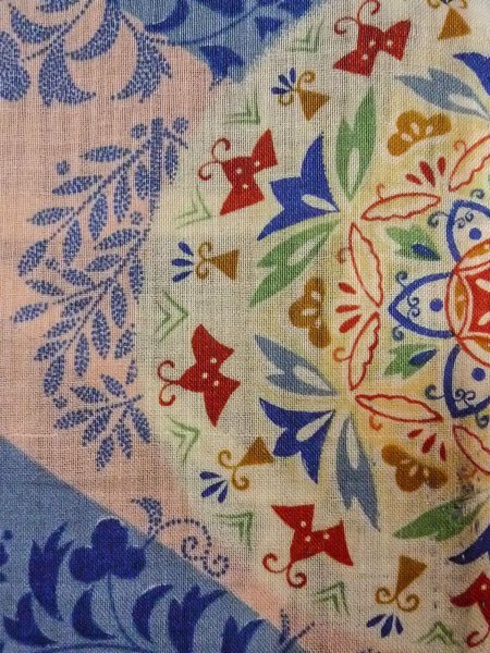 画像5: O0207D 半幅帯 女性用着物 綿  淡い マルチカラー 更紗 【中古】 【USED】 【リサイクル】 ★★☆☆☆ (5)