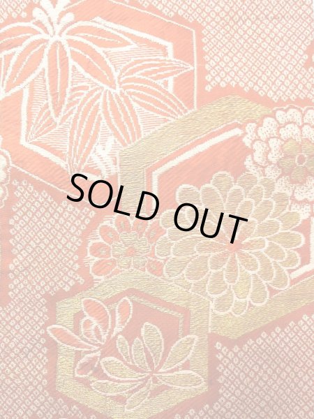 画像3: O0207E 半幅帯 女性用着物 シルク（正絹）   橙色 桜 【中古】 【USED】 【リサイクル】 ★★☆☆☆ (3)