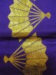 画像3: O0207I 半幅帯 女性用着物 化繊  鮮やか 紫色 扇 【中古】 【USED】 【リサイクル】 ★★★★☆ (3)