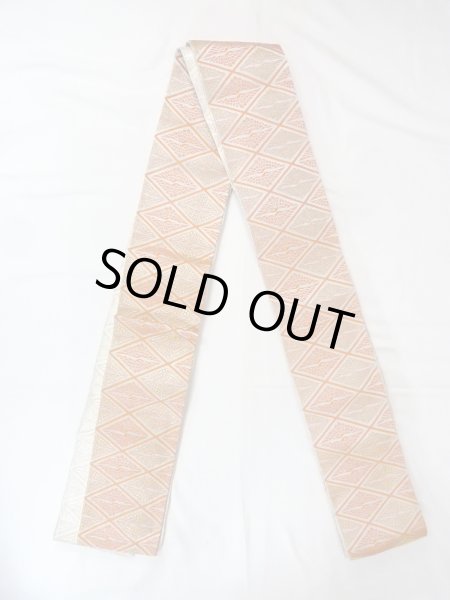 画像1: O0207J 半幅帯 女性用着物 シルク（正絹）   橙色 鳥 【中古】 【USED】 【リサイクル】 ★★★★☆ (1)