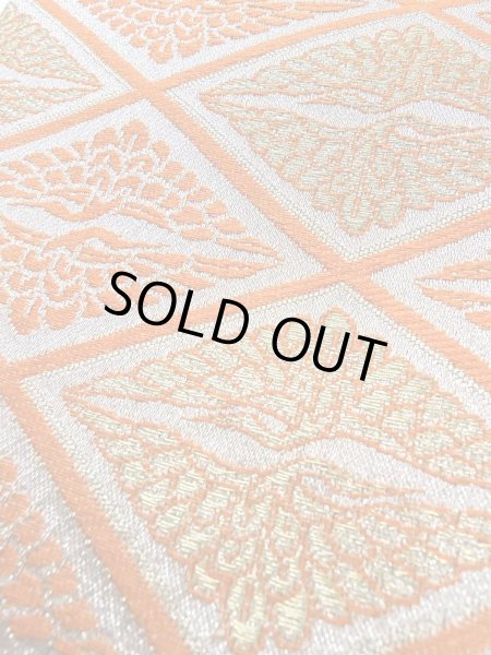 画像9: O0207J 半幅帯 女性用着物 シルク（正絹）   橙色 鳥 【中古】 【USED】 【リサイクル】 ★★★★☆ (9)