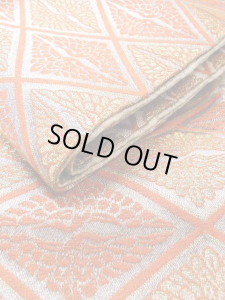 画像12: O0207J 半幅帯 女性用着物 シルク（正絹）   橙色 鳥 【中古】 【USED】 【リサイクル】 ★★★★☆ (12)