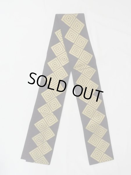 画像1: O0207M 半幅帯 女性用着物 綿   黒 菱 【中古】 【USED】 【リサイクル】 ★★★☆☆ (1)