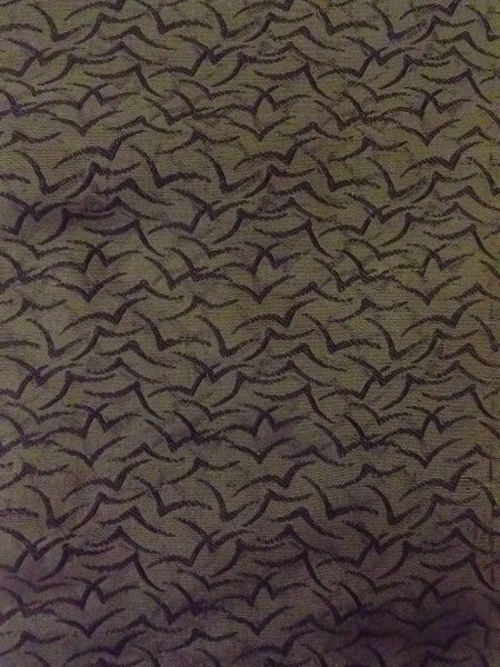 画像2: O0207R 半幅帯 女性用着物 シルク(正絹)  深い オリーブ 鳥 【中古】 【USED】 【リサイクル】 ★☆☆☆☆ (2)