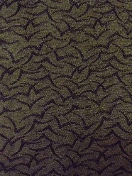 画像4: O0207R 半幅帯 女性用着物 シルク(正絹)  深い オリーブ 鳥 【中古】 【USED】 【リサイクル】 ★☆☆☆☆ (4)