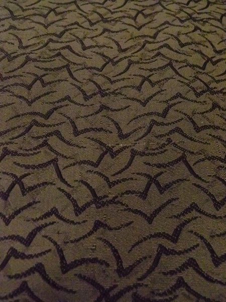 画像8: O0207R 半幅帯 女性用着物 シルク(正絹)  深い オリーブ 鳥 【中古】 【USED】 【リサイクル】 ★☆☆☆☆ (8)