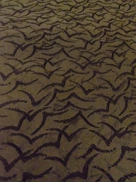 画像9: O0207R 半幅帯 女性用着物 シルク(正絹)  深い オリーブ 鳥 【中古】 【USED】 【リサイクル】 ★☆☆☆☆ (9)