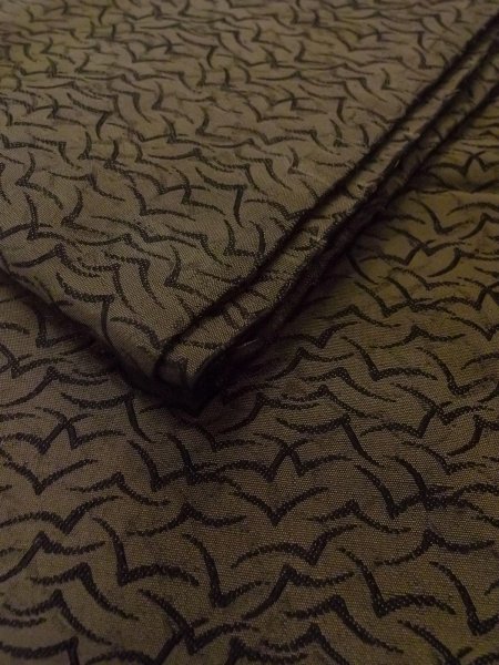 画像10: O0207R 半幅帯 女性用着物 シルク(正絹)  深い オリーブ 鳥 【中古】 【USED】 【リサイクル】 ★☆☆☆☆ (10)