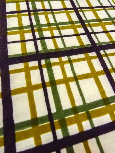 画像9: O0207T 半幅帯 女性用着物 綿   オフ ホワイト チェック柄 【中古】 【USED】 【リサイクル】 ★★☆☆☆ (9)