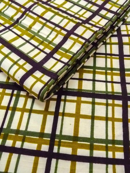 画像10: O0207T 半幅帯 女性用着物 綿   オフ ホワイト チェック柄 【中古】 【USED】 【リサイクル】 ★★☆☆☆ (10)