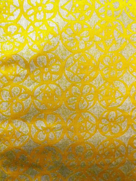画像3: O0207V 半幅帯 女性用着物 シルク(正絹)   黄色 抽象的模様 【中古】 【USED】 【リサイクル】 ★★★★☆ (3)