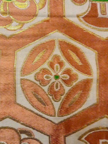 画像4: O0207W 半幅帯 女性用着物 シルク(正絹)   白 花丸文 【中古】 【USED】 【リサイクル】 ★★☆☆☆ (4)